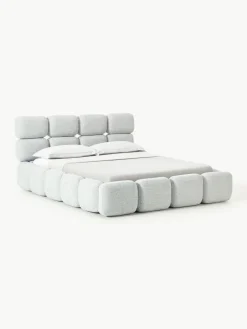 Gestoffeerd bed Tayla van bouclé met opbergruimte^Westwing Collection New