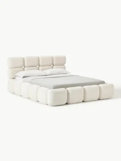 Gestoffeerd bed Tayla van teddy bouclé^Westwing Collection Sale