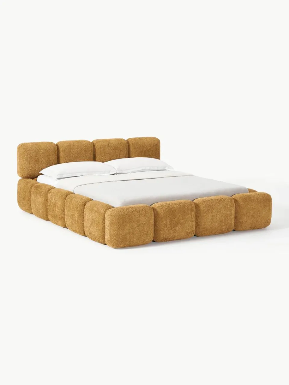 Gestoffeerd bed Tayla van teddy bouclé^Westwing Collection Hot