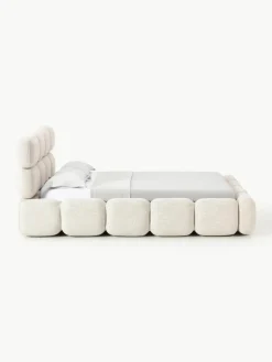 Gestoffeerd bed Tayla van bouclé met opbergruimte^Westwing Collection New