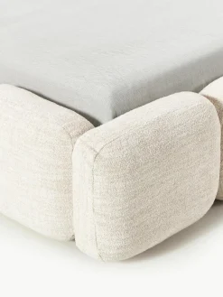 Gestoffeerd bed Tayla van bouclé met opbergruimte^Westwing Collection New