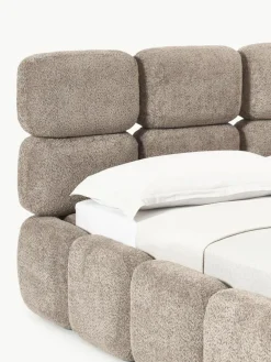 Gestoffeerd bed Tayla van teddy bouclé met opbergruimte^Westwing Collection Online