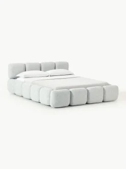 Gestoffeerd bed Tayla van bouclé met opbergruimte^Westwing Collection Online
