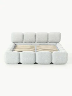 Gestoffeerd bed Tayla van bouclé met opbergruimte^Westwing Collection Online