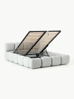 Gestoffeerd bed Tayla van bouclé met opbergruimte^Westwing Collection Online