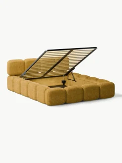 Gestoffeerd bed Tayla van teddy bouclé met opbergruimte^Westwing Collection New