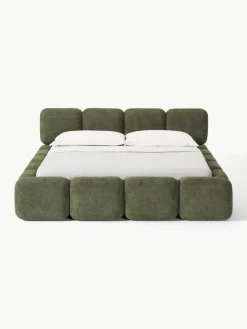 Gestoffeerd bed Tayla van teddy bouclé^Westwing Collection Sale