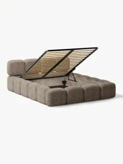 Gestoffeerd bed Tayla van teddy bouclé met opbergruimte^Westwing Collection Hot