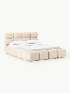 Gestoffeerd bed Tayla van bouclé met opbergruimte^Westwing Collection Clearance