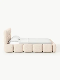 Gestoffeerd bed Tayla van bouclé met opbergruimte^Westwing Collection Clearance