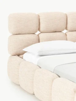 Gestoffeerd bed Tayla van bouclé met opbergruimte^Westwing Collection Clearance