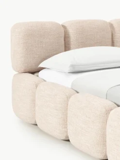 Gestoffeerd bed Tayla van bouclé met opbergruimte^Westwing Collection Sale