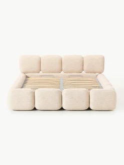 Gestoffeerd bed Tayla van bouclé met opbergruimte^Westwing Collection Sale