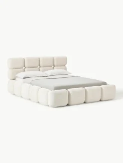 Gestoffeerd bed Tayla van teddy bouclé met opbergruimte^Westwing Collection Outlet