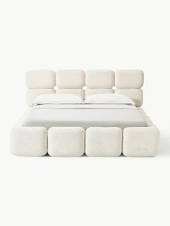 Gestoffeerd bed Tayla van teddy bouclé met opbergruimte^Westwing Collection Outlet