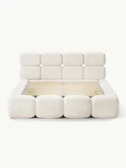 Gestoffeerd bed Tayla van teddy bouclé met opbergruimte^Westwing Collection Outlet