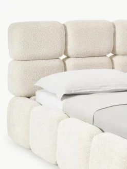 Gestoffeerd bed Tayla van teddy bouclé met opbergruimte^Westwing Collection Outlet