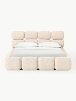 Gestoffeerd bed Tayla van bouclé^Westwing Collection Clearance