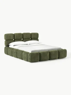 Gestoffeerd bed Tayla van teddy bouclé met opbergruimte^Westwing Collection Online