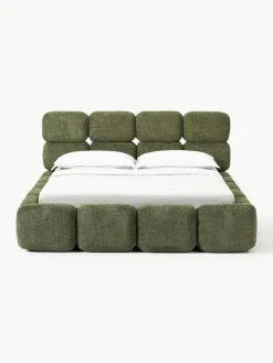 Gestoffeerd bed Tayla van teddy bouclé met opbergruimte^Westwing Collection Online