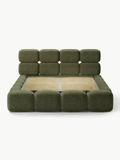 Gestoffeerd bed Tayla van teddy bouclé met opbergruimte^Westwing Collection Online