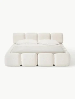 Gestoffeerd bed Tayla van teddy bouclé met opbergruimte^Westwing Collection Hot