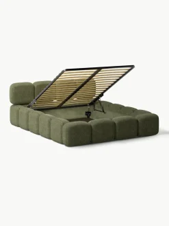 Gestoffeerd bed Tayla van teddy bouclé met opbergruimte^Westwing Collection New
