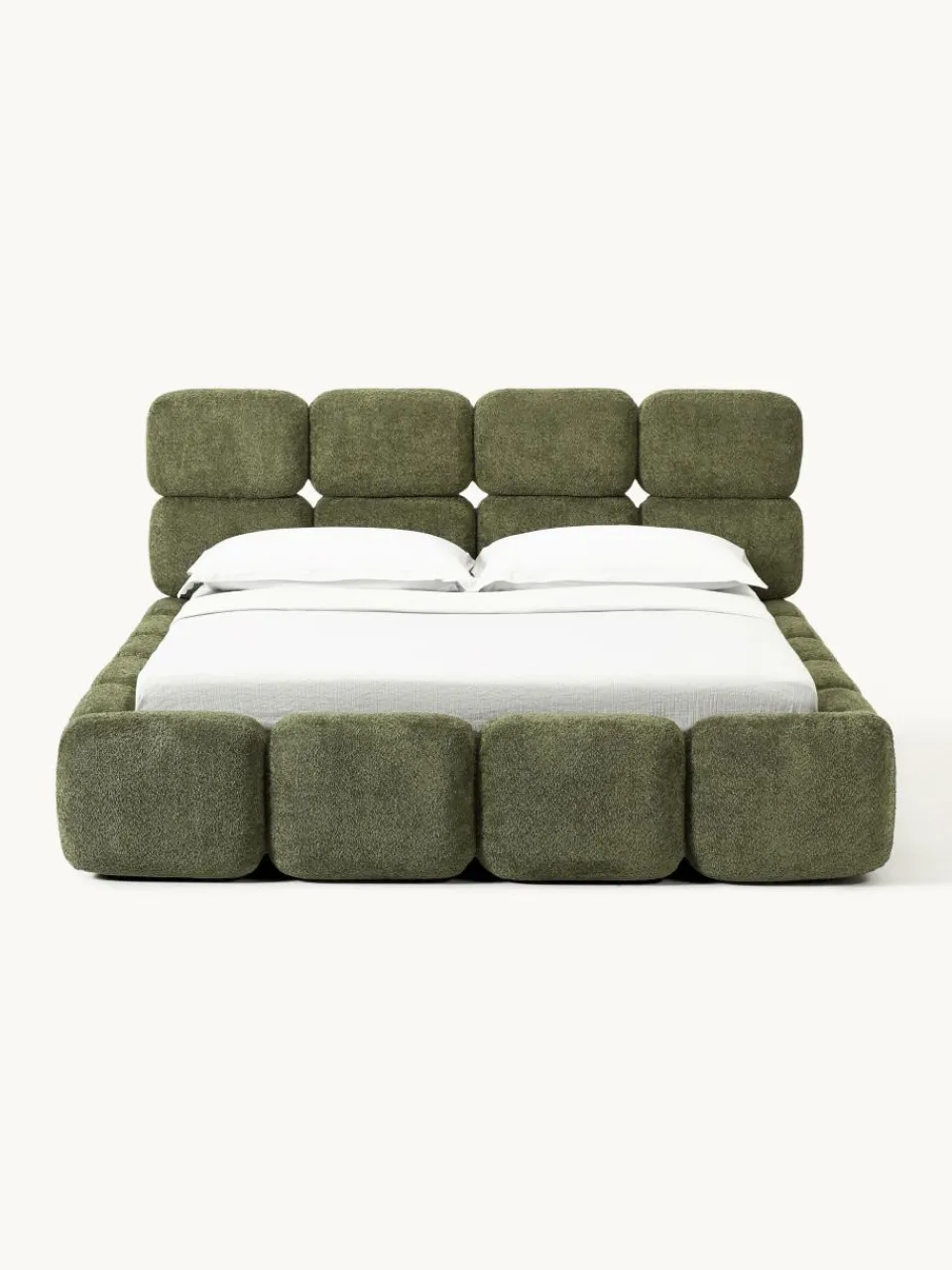 Gestoffeerd bed Tayla van teddy bouclé^Westwing Collection Discount