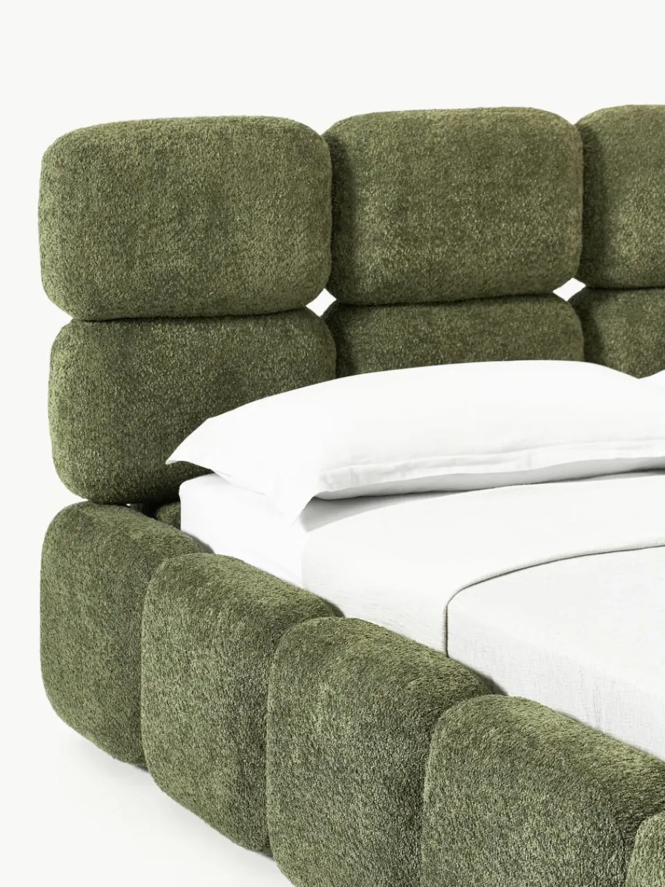 Gestoffeerd bed Tayla van teddy bouclé^Westwing Collection Discount