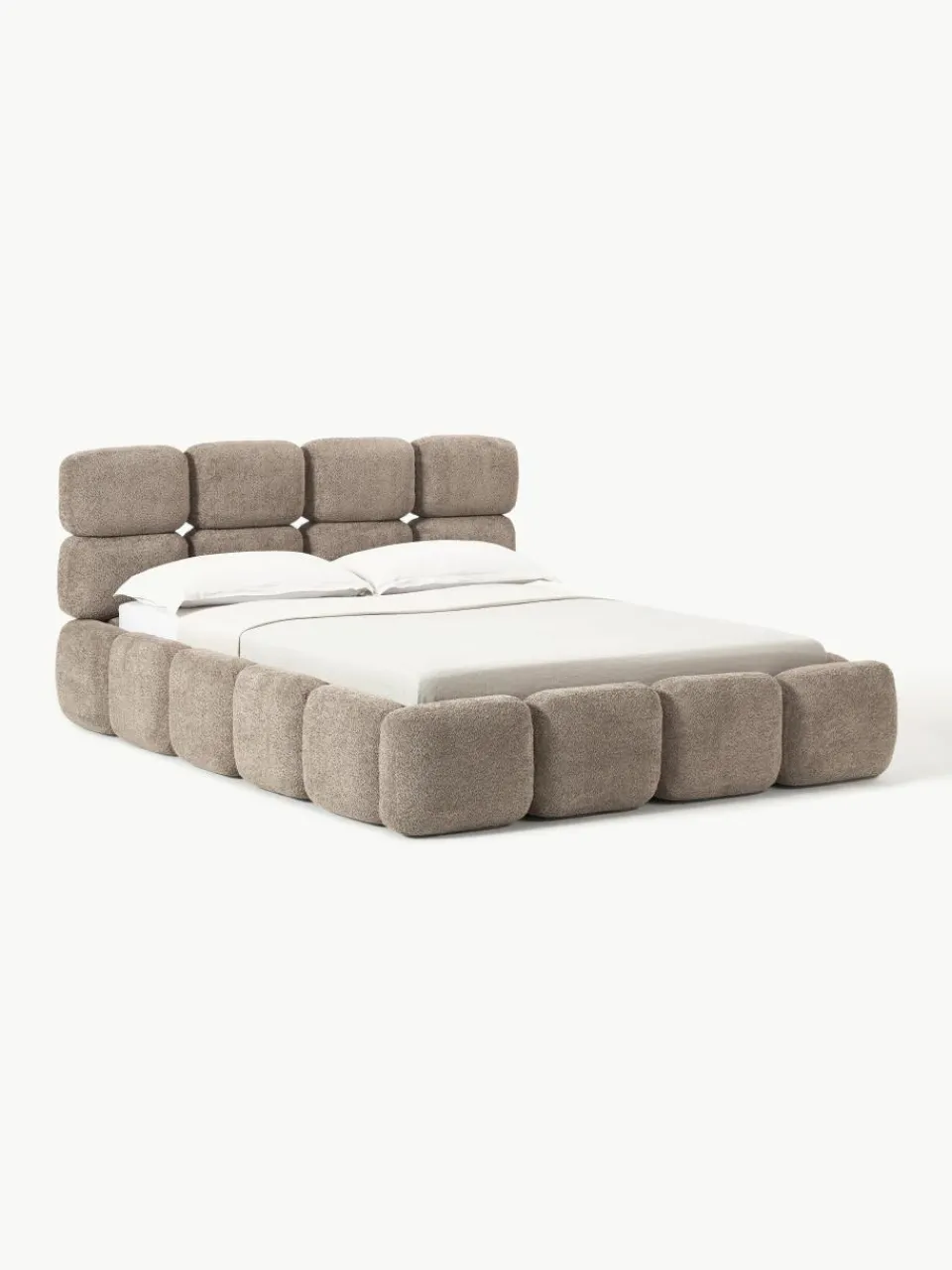 Gestoffeerd bed Tayla van teddy bouclé^Westwing Collection Discount