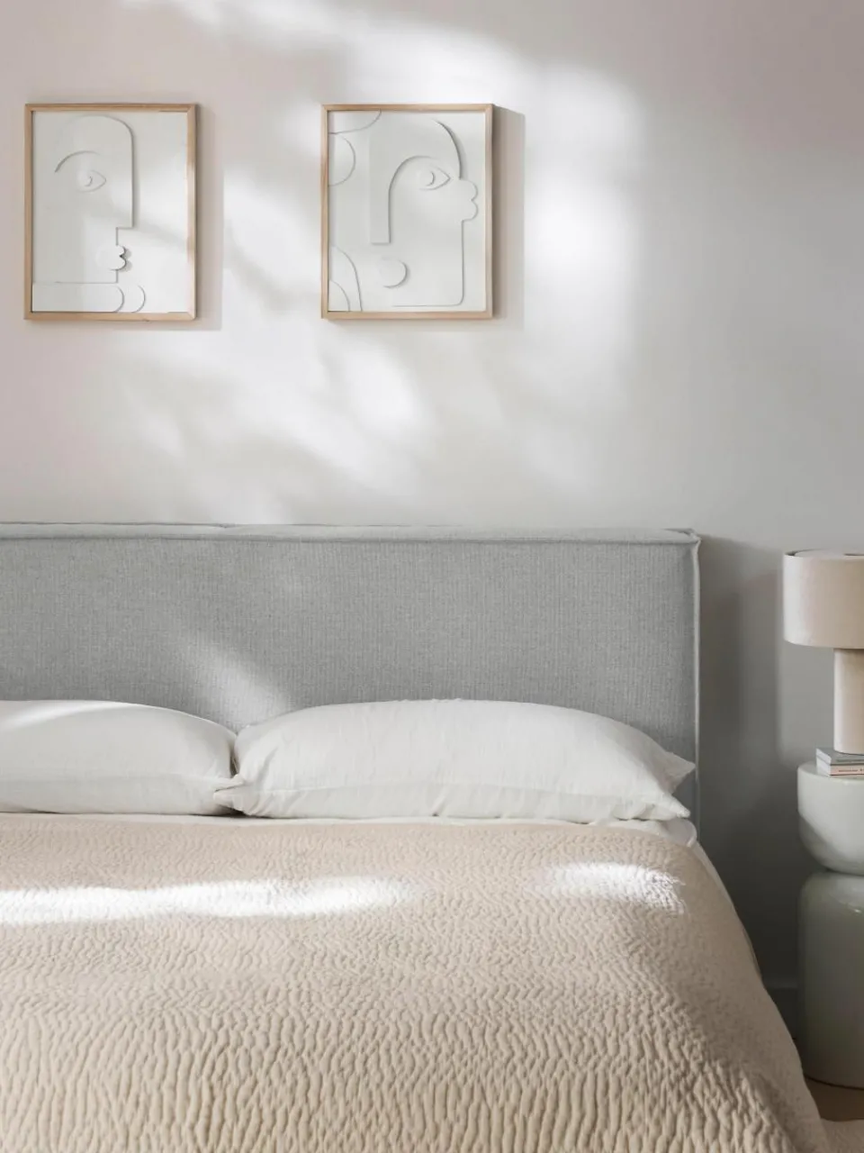 Gestoffeerd hoofdbord Kamila, voor wandmontage^Westwing Collection Outlet