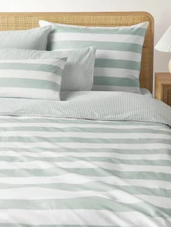 Gestreepte katoenen omkeerbare kussenhoes Lorena^Westwing Collection Online