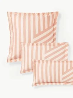 Gestreepte katoensatijnen kussenhoes Brendan met bies^Westwing Collection Sale