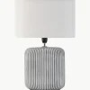Gestreepte ovale keramische tafellamp Pure Shine^Westwing Fashion