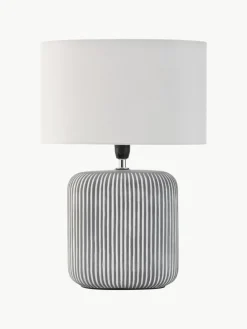 Gestreepte ovale keramische tafellamp Pure Shine^Westwing Fashion