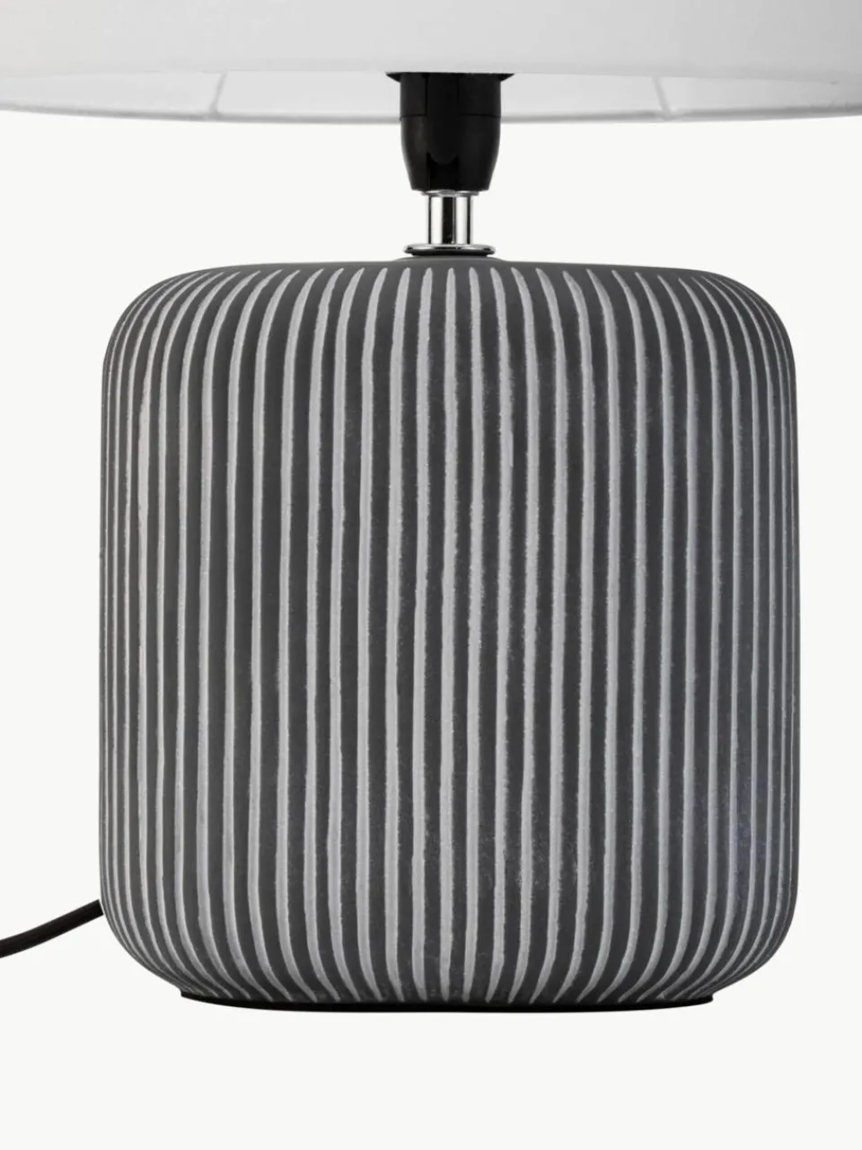 Gestreepte ovale keramische tafellamp Pure Shine^Westwing Fashion