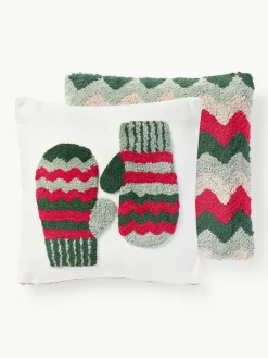 Getufte dubbelzijdige kussenhoes Nathaniel met winters motief^Westwing Collection Fashion