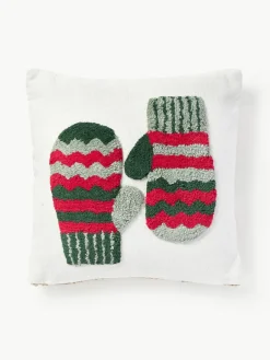 Getufte dubbelzijdige kussenhoes Nathaniel met winters motief^Westwing Collection Fashion
