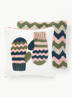 Getufte dubbelzijdige kussenhoes Nathaniel met winters motief^Westwing Collection Clearance