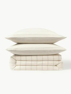 Gewassen katoenen dekbedovertrek Caspian met strepen^Westwing Collection Outlet