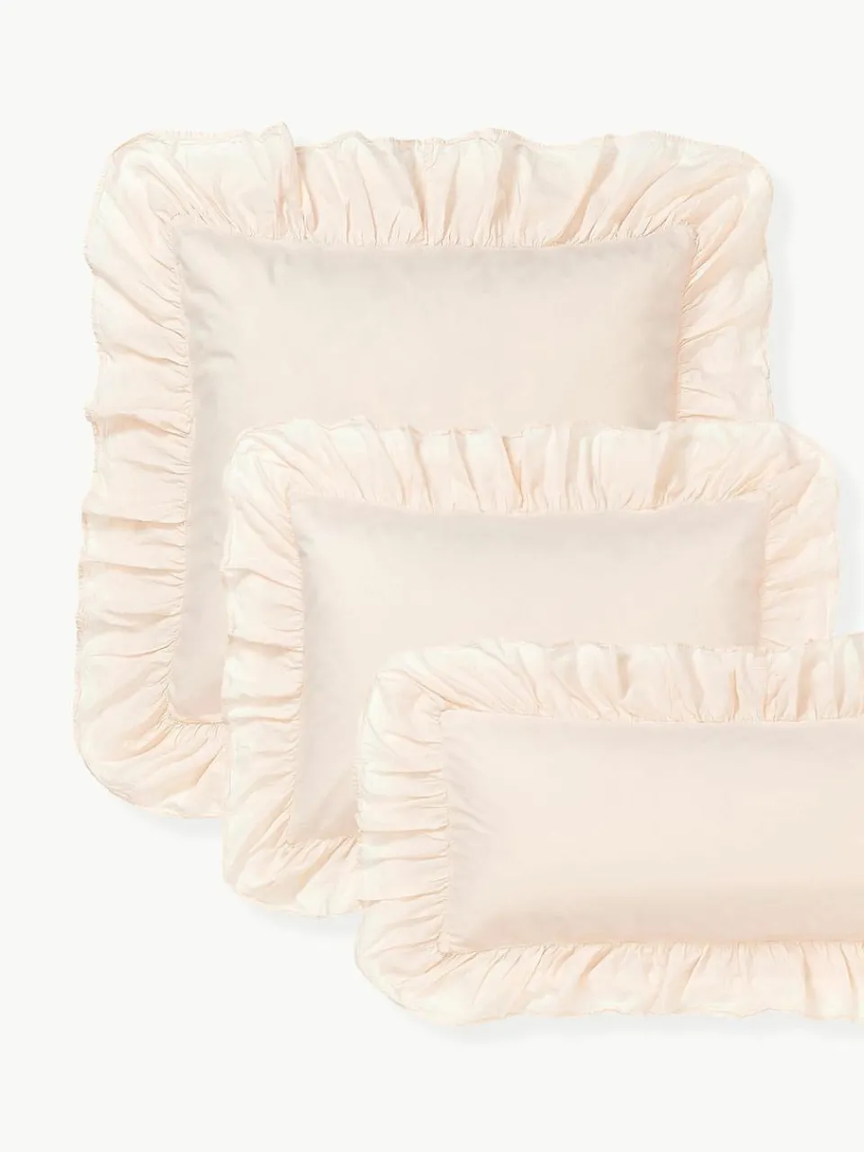 Gewassen katoenen perkal kussensloop Louane met ruches^Westwing Collection Sale