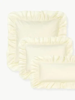 Gewassen katoenen perkal kussensloop Louane met ruches^Westwing Collection Clearance
