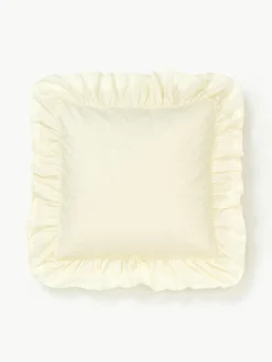Gewassen katoenen perkal kussensloop Louane met ruches^Westwing Collection Clearance