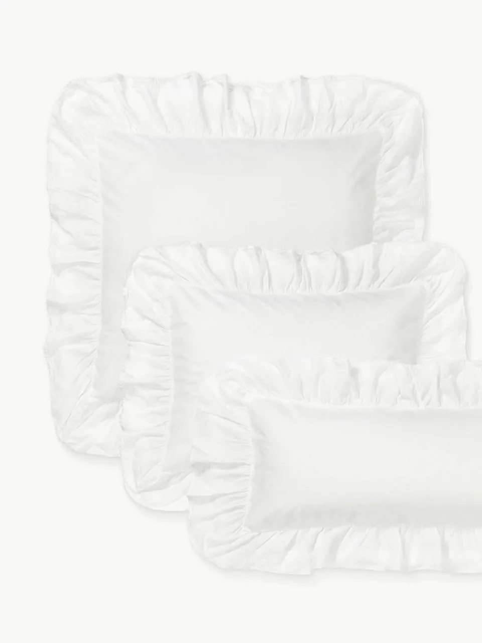 Gewassen katoenen perkal kussensloop Louane met ruches^Westwing Collection Clearance