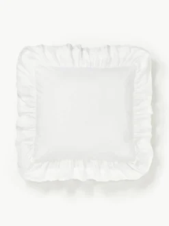 Gewassen katoenen perkal kussensloop Louane met ruches^Westwing Collection Clearance