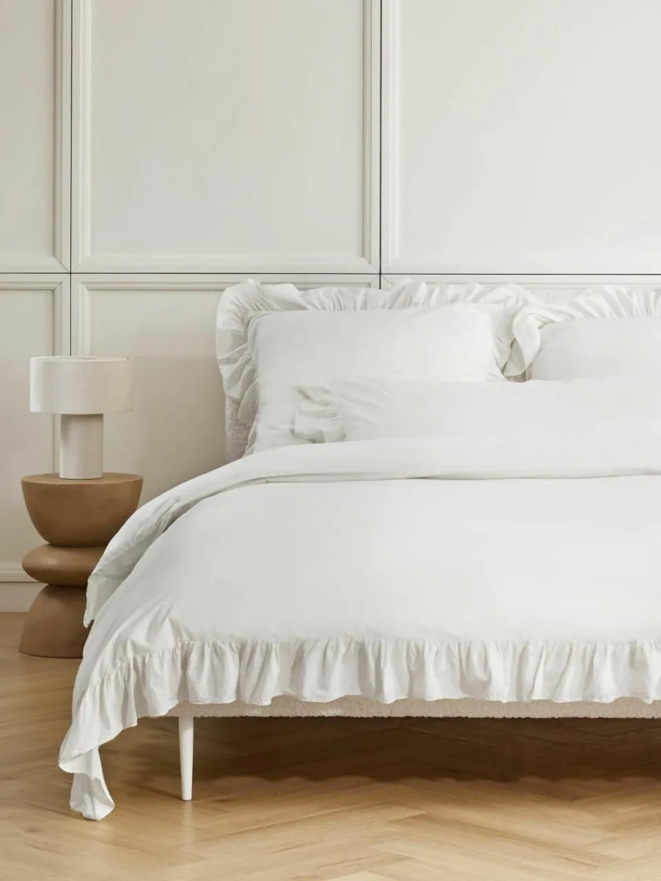Gewassen katoenen perkal kussensloop Louane met ruches^Westwing Collection Clearance