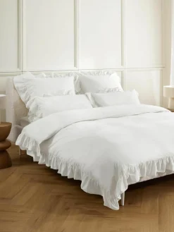 Gewassen katoenen perkal kussensloop Louane met ruches^Westwing Collection Clearance
