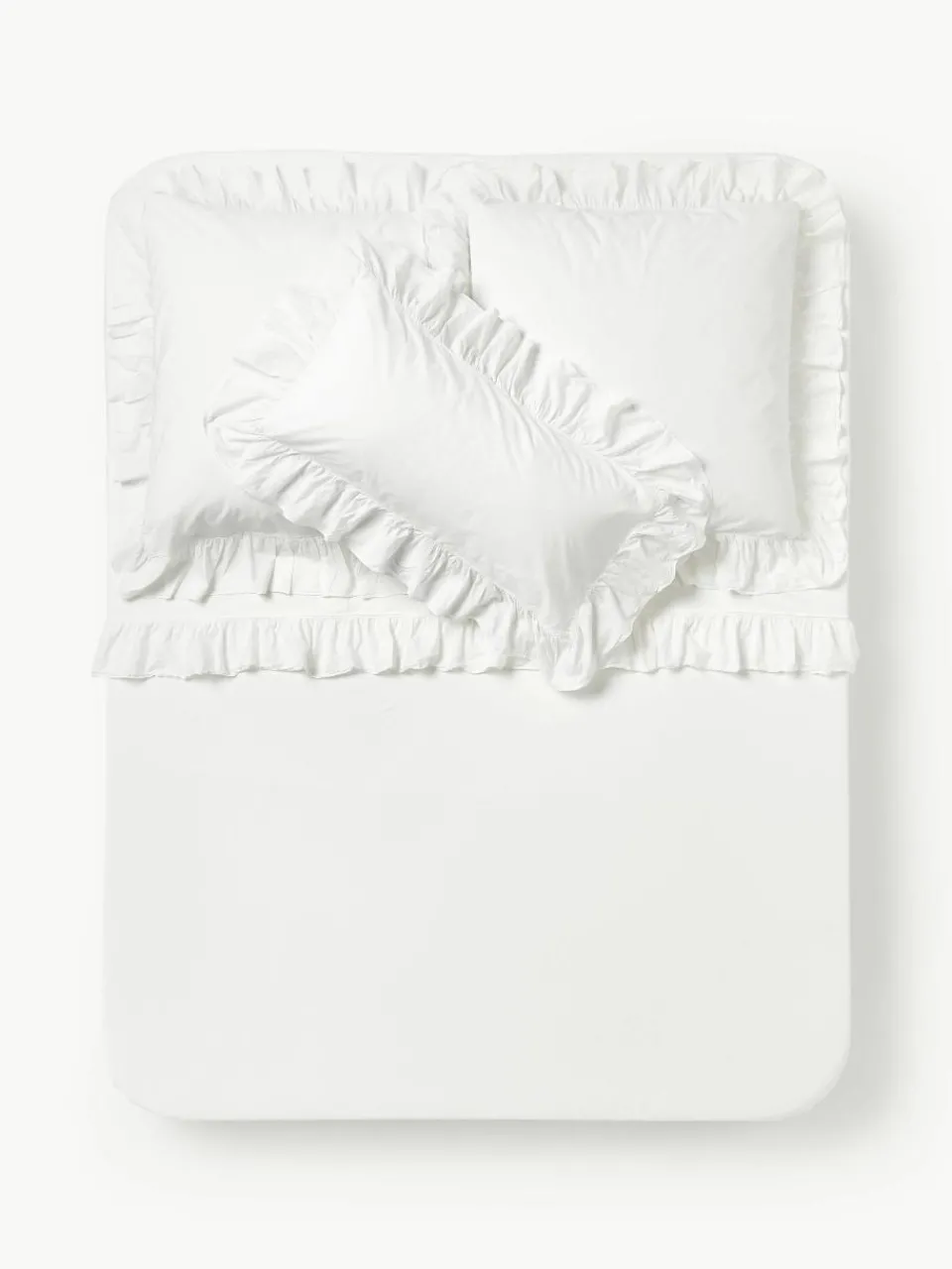 Gewassen katoenen perkal laken Louane met franjes^Westwing Collection Hot