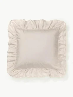 Gewassen katoenen perkal kussensloop Louane met ruches^Westwing Collection Clearance
