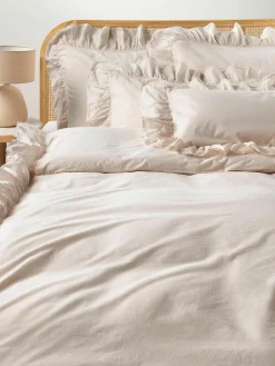 Gewassen katoenen perkal kussensloop Louane met ruches^Westwing Collection Clearance